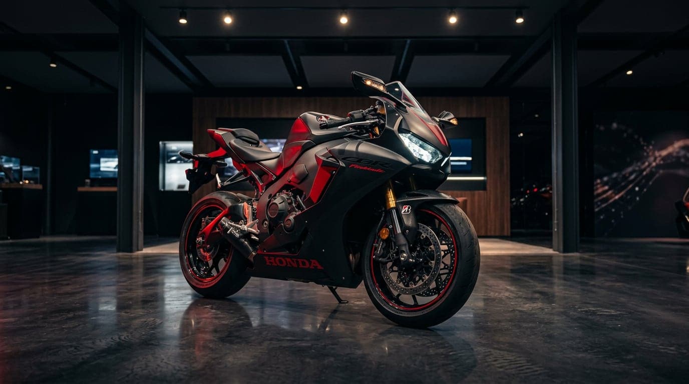 Modern Japanese motorcycle in showroom